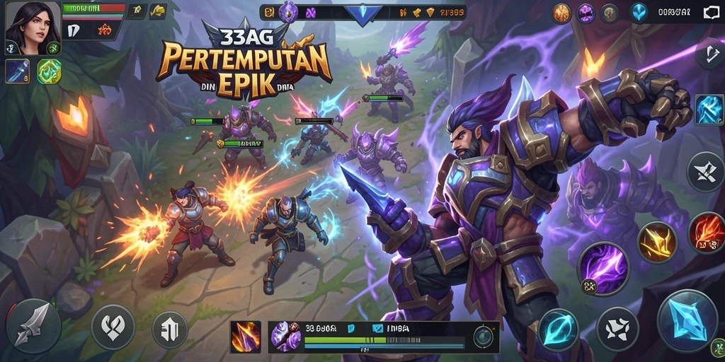 Tangkapan layar gameplay 33AG yang menunjukkan aksi seru di arena MOBA.