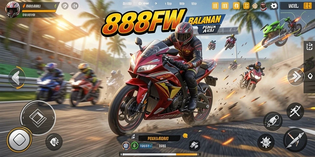 Tampilan gameplay balapan seru di 888FW.