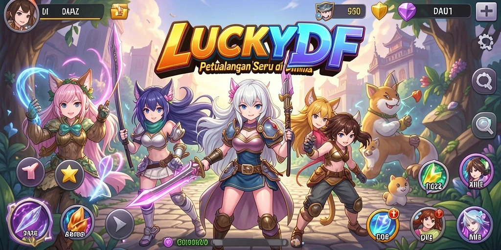 Tampilan seru dari gameplay LUCKYDF dalam dunia Anime yang menantang.