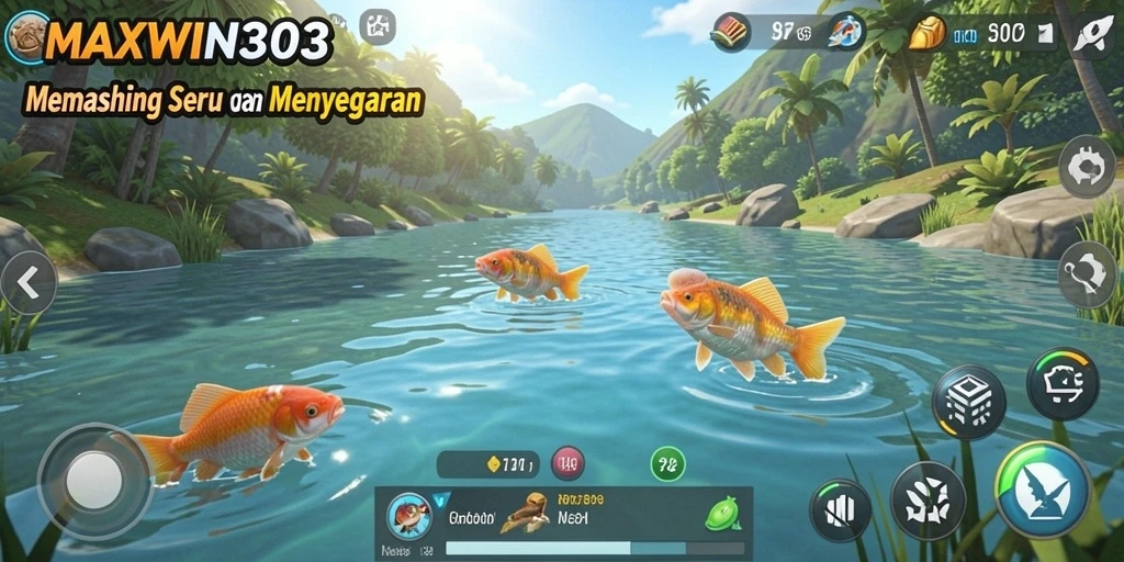 Tampilan screenshot gameplay <strong>MAXWIN303</strong> yang menampilkan aksi memancing yang seru.