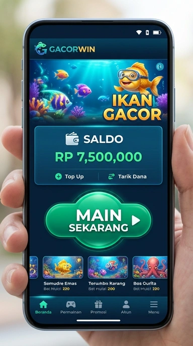 Tampilan utama aplikasi gacorwin dengan berbagai fitur menarik.